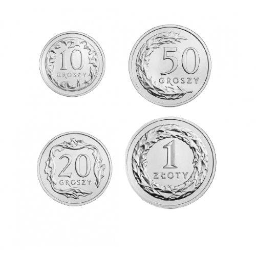 Zestaw monet 10 gr, 20 gr, 50 gr, 1 zł stal powlekana 2019 r.